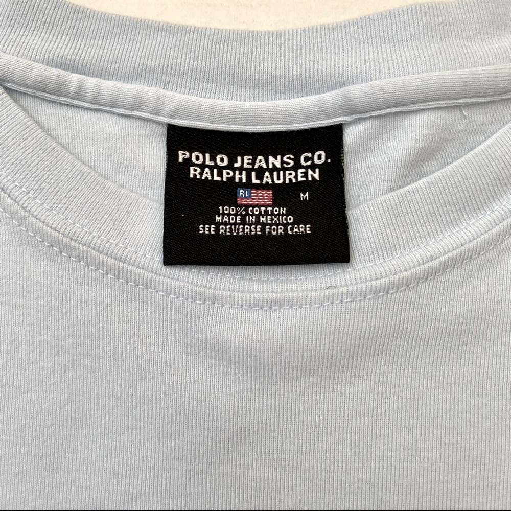 Polo Jeans Co Ralph Lauren Women's blue long-sleeved embellished T-shirt Size M - Picture 6 of 8
